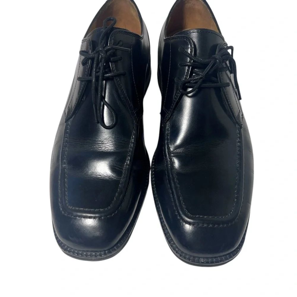 Men's Black Leather Lace-Up Dress Shoes